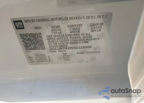 2025 Chevrolet Silverado 1500 from USA, damaged, VIN 3GCUKFED5SG116805